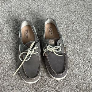 Sperry Top Sider Boat Shoes Gray and Gold Size 6.5